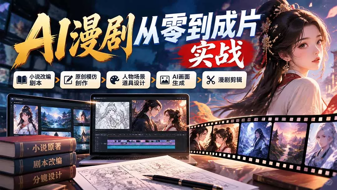 《AI漫剧全流程实战:零基础从剧本到成片,批量产出爆款漫剧》-猴哥资源站