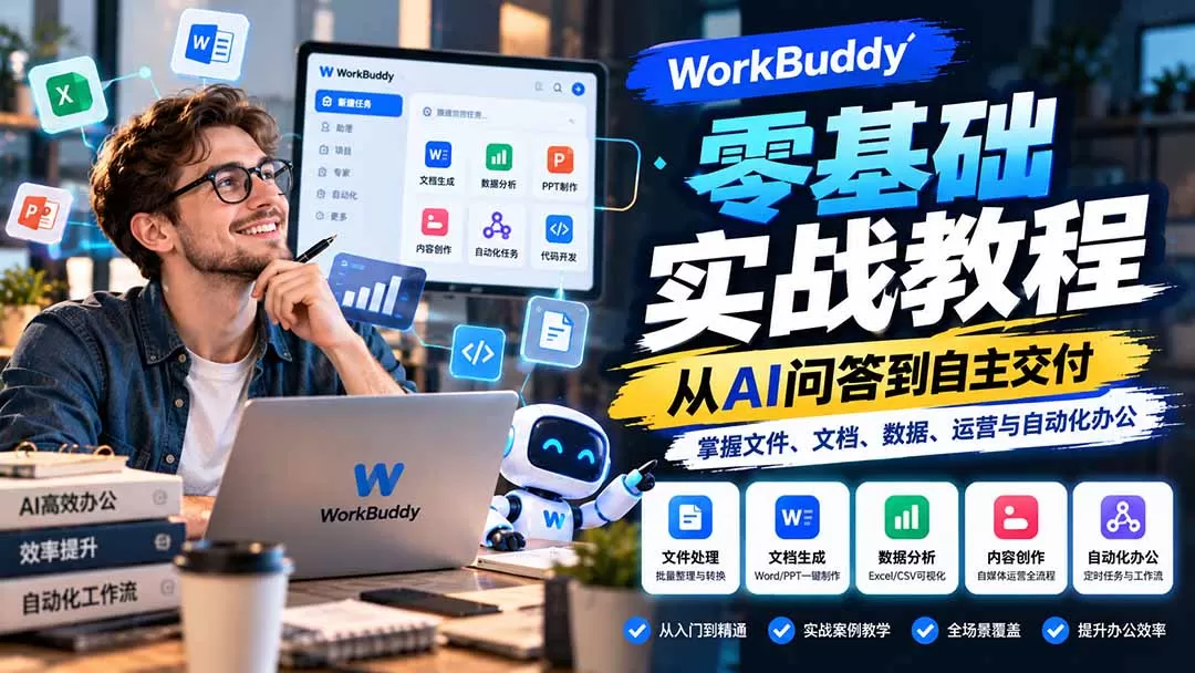 《WorkBuddy蓝皮书:AI智能体全场景实战,从聊天到干活交付》-猴哥资源站