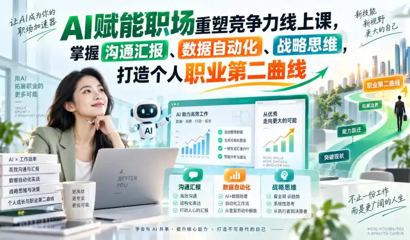 《AI职场4天实战体系,从沟通汇报到自动化副业全打通》-猴哥资源站