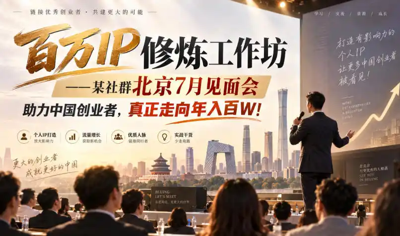 《百万IP线下实战营,北京见面会拆解年入百万落地攻略》-猴哥资源站