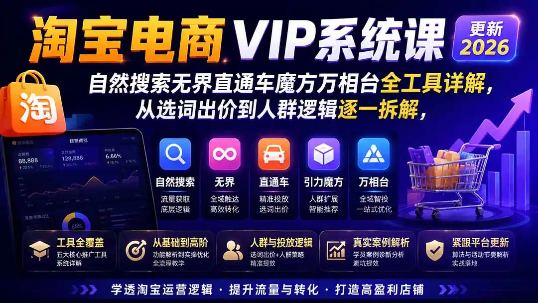 《淘系电商全周期实战:直通车引力魔方万相台无界+自然搜索全链路拆解》-猴哥资源站