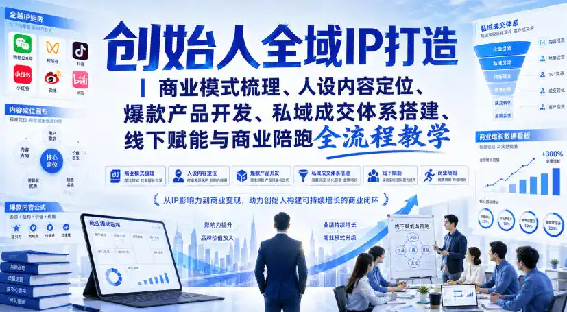 《创始人全域IP打造实战体系,商业模式+爆款产品+私域成交全链路落地陪跑》-猴哥资源站