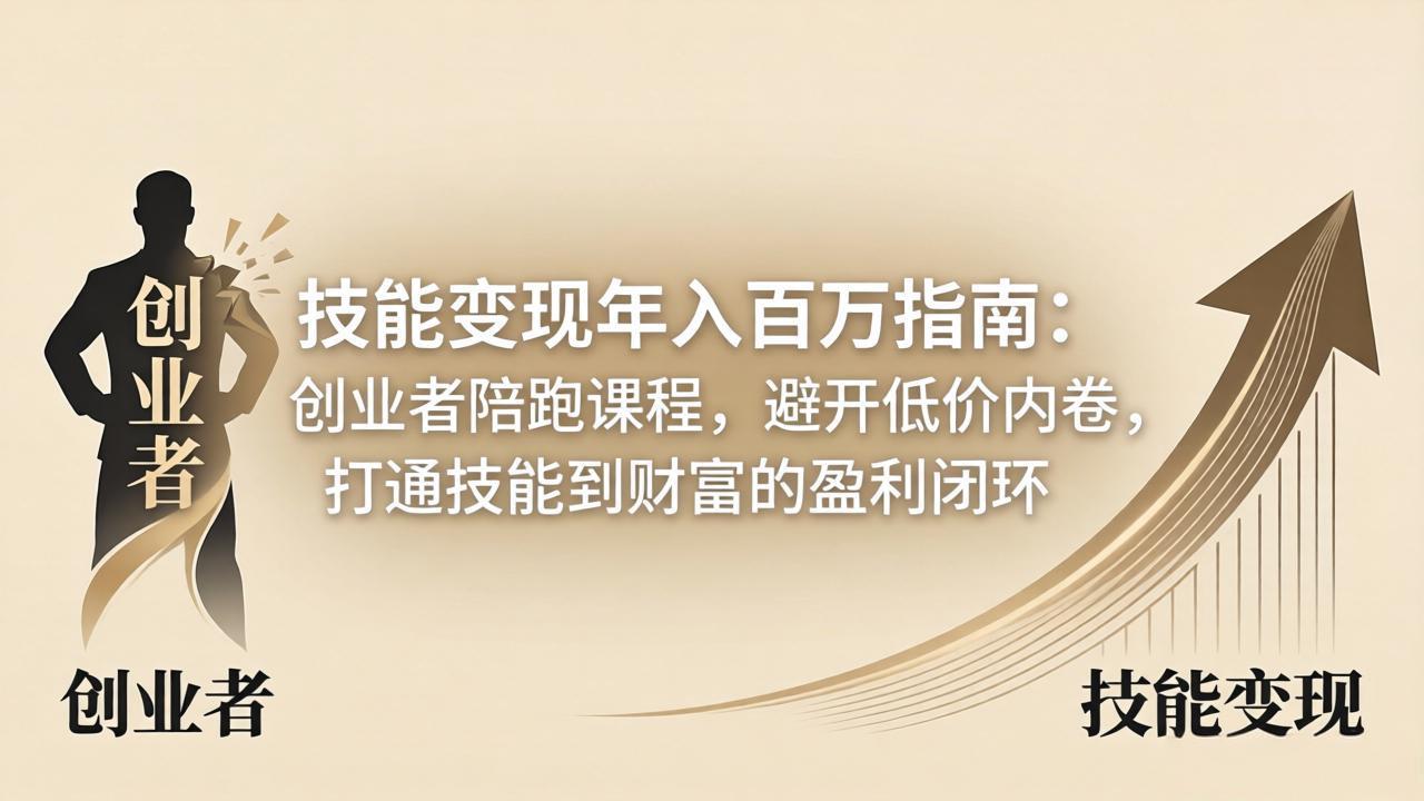 技能变现年入百万指南：创业者陪跑课程，避开低价内卷，打通技能到财富的盈利闭环