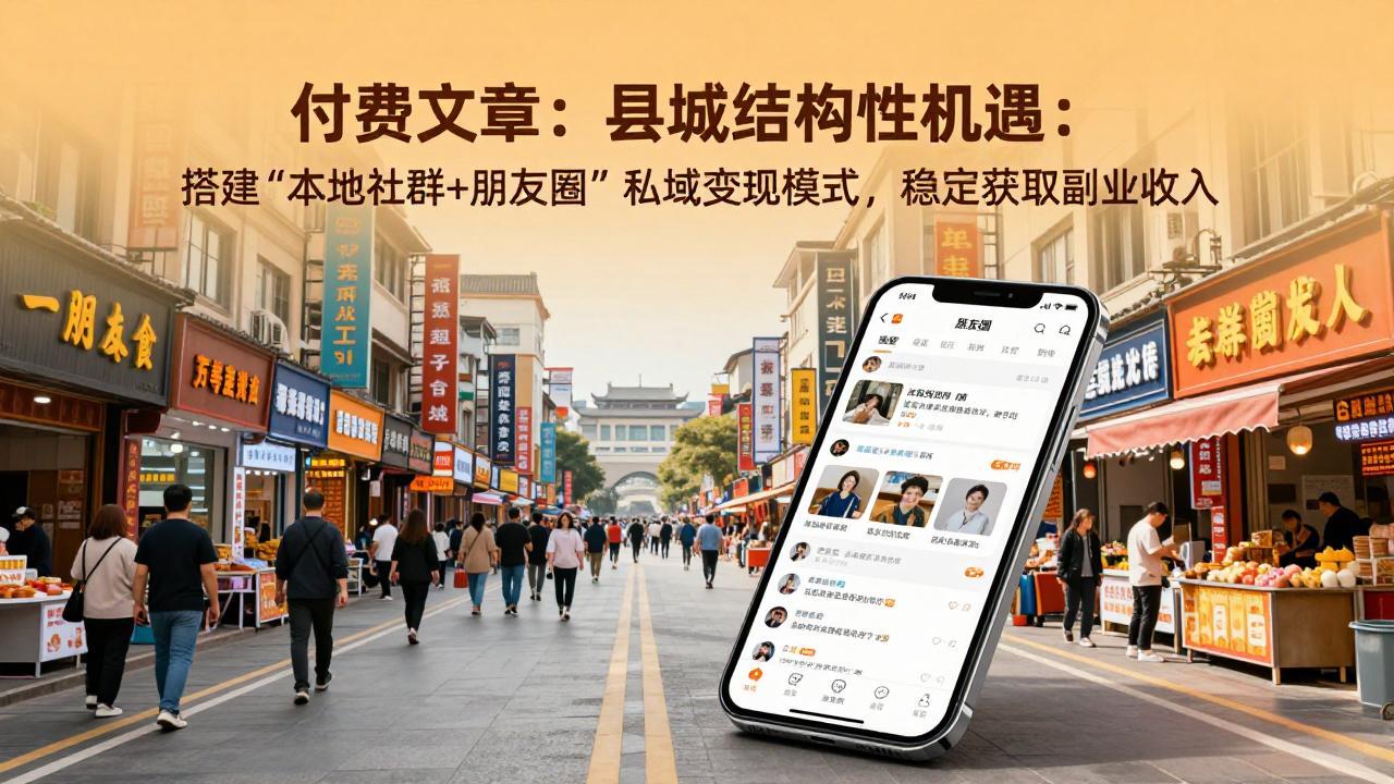 付费文章：县城结构性机遇：搭建“本地社群+朋友圈”私域变现模式，稳定获取副业收入
