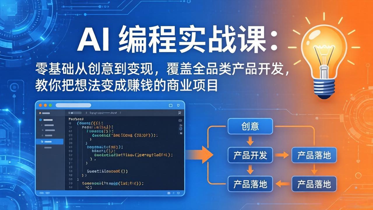 AI编程实战课-第三期-5月更新：零基础从创意到变现，覆盖全品类产品开发，把想法变成赚钱项目