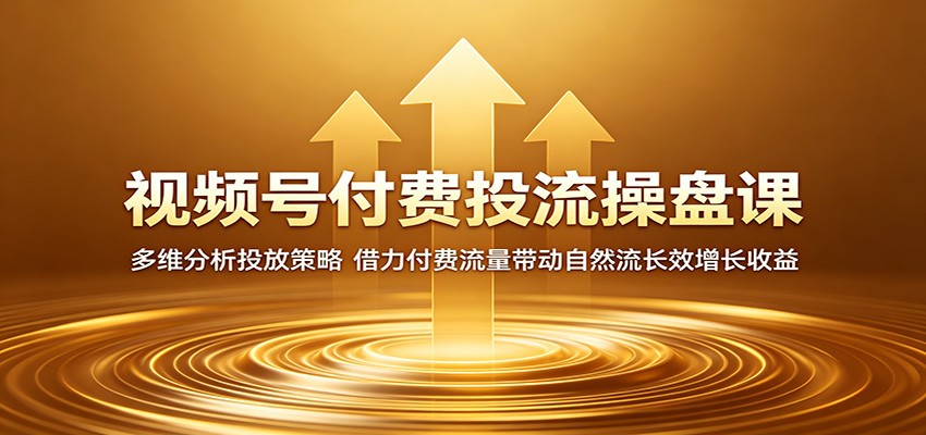 视频号付费投流操盘课:多维分析投放策略,借力付费流量带动自然流长效增长收益