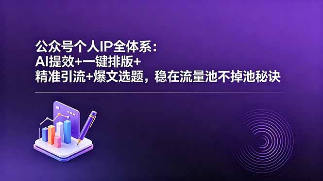 公众号个人IP全体系:AI提效+一键排版+精准引流+爆文选题,稳在流量池不掉池秘诀