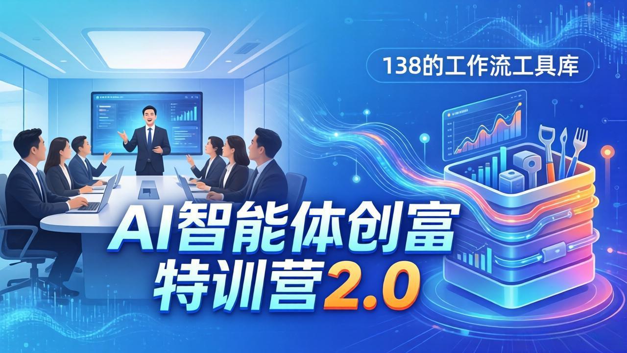 AI智能体创富训练营2.0:3天闭门直播+视频课+工具库,从0到1搭建智能体附138个工作流