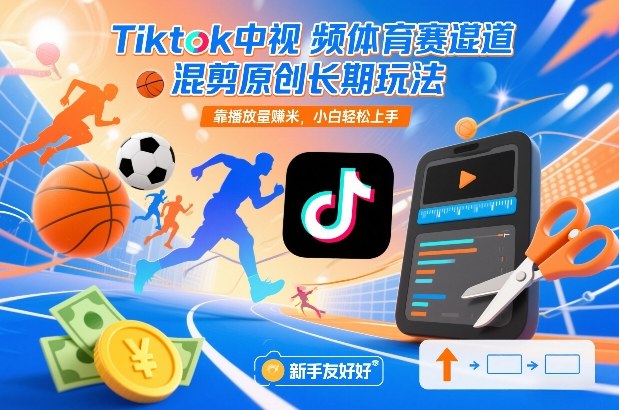 Tiktok中视频体育赛道混剪原创长期玩法，靠播放量賺米，小白轻松上手