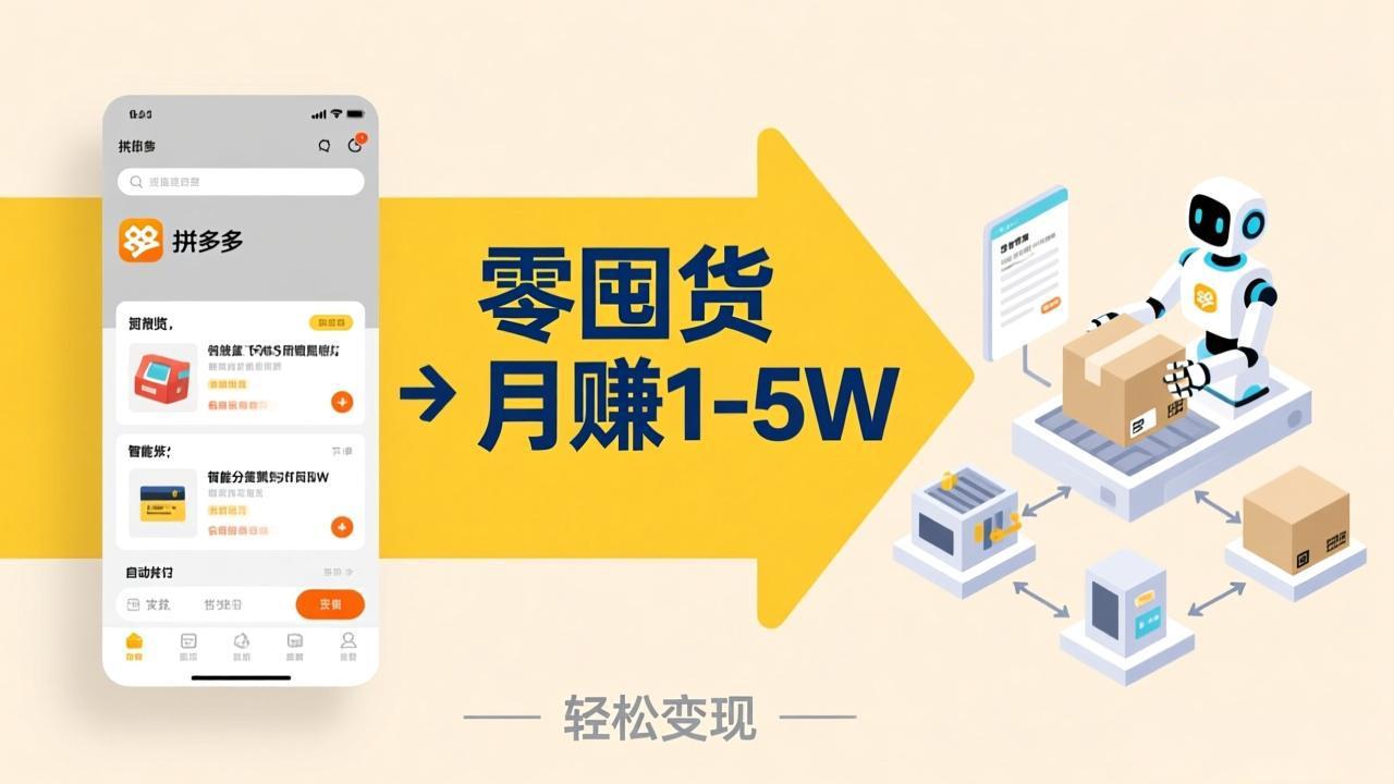 不用囤货不用跑单！拼多多虚拟玩法，机器人管理发货和客服，帮你月赚 1-5W