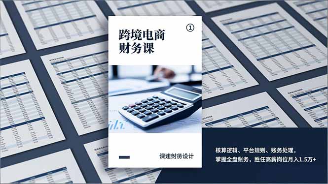 跨境电商财务课,核算逻辑、平台规则、账务处理,掌握全盘账务,胜任高薪岗位月入1.5万+