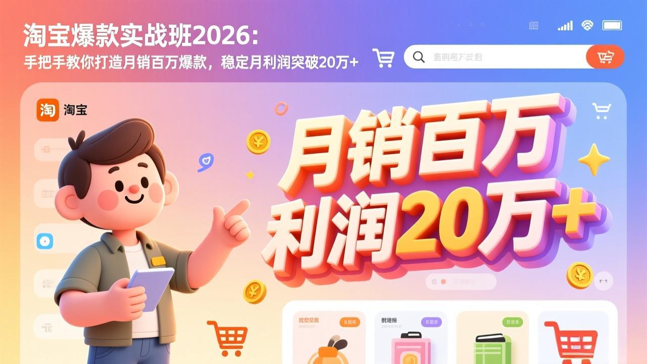 淘宝爆款实战班-2026年3月更新：手把手教你打造月销百万爆款，稳定月利润突破20万+