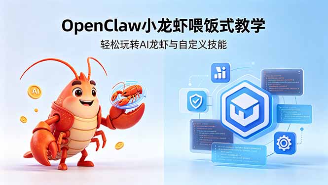 不用懂技术！OpenClaw小龙虾喂饭式教学，轻松玩转AI龙虾与自定义技能 (5月22更新